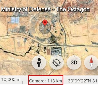 Ministry of Defense - The Octagon, Egypt, as seen from 113 km above the Earth's surface.